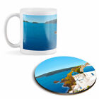 Mug And Round Coaster Set   Santorini Greece Greek Travel Beach 24145
