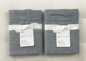 Pottery Barn BELGIAN FLAX LINEN Euro Shams ~Set of Two~ Chambray NWT - Picture 1 of 2