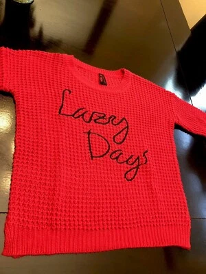 Lazy Days Red Knit Sweater Yoki Comfy Cozy - Image 1 of 4