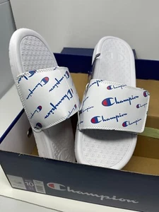 Champion Unisex Pantoletten Herren Frauen sportlich leicht Logo Sandalen Slipper weiß - Bild 1 von 32