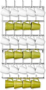 27 Hook Rustic Coffee Mug Rack Wall Mount Metal Organizer for Home Kitchen Bar - Picture 1 of 12