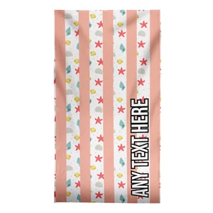 150 x 75 cm Personalised Starfish & Shells Stripe Beach Towel Holiday Pool Towel - Picture 1 of 12