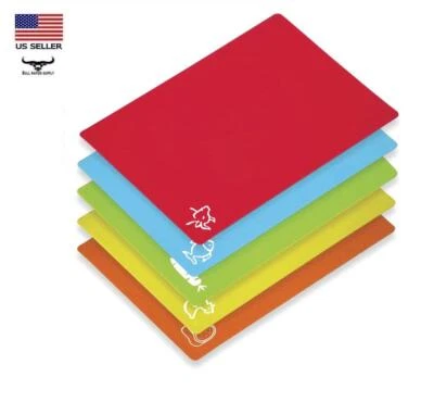 4 Flexible Chopping Mat 12"x15" Color Code Set Kitchen Flex Cutting Board NO BPA - Image 1 of 4