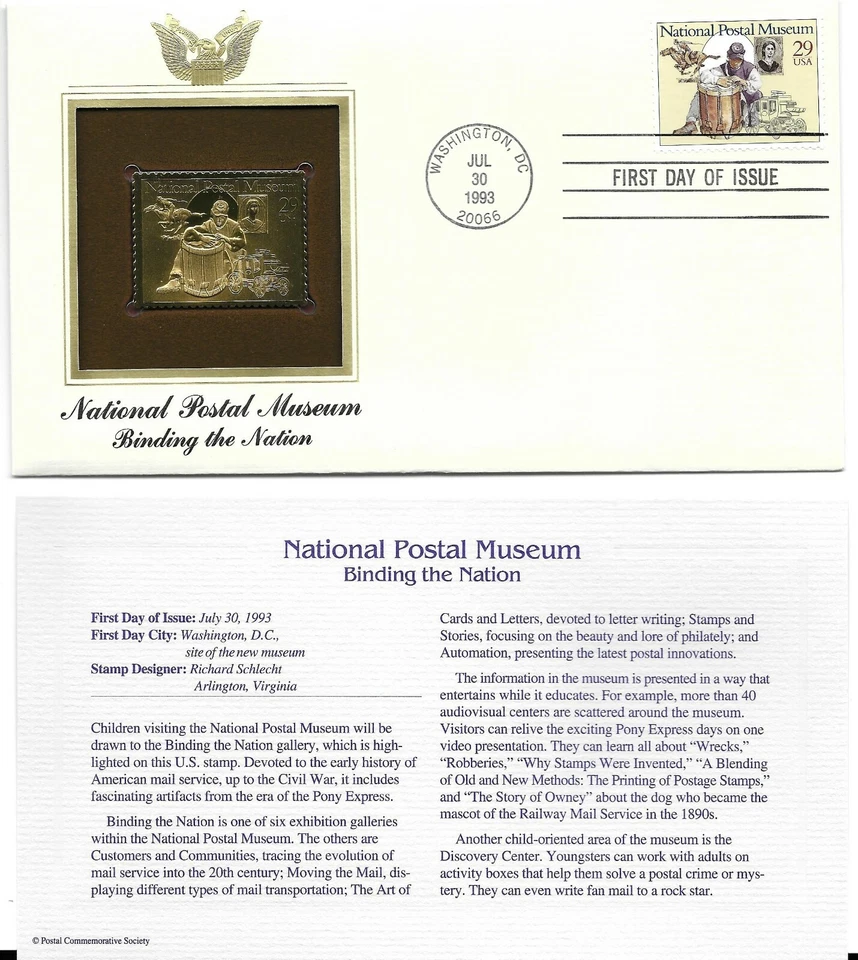 National Postal Museum-Binding the Nation-1st day issue-Golden Replica - Image 1 of 1