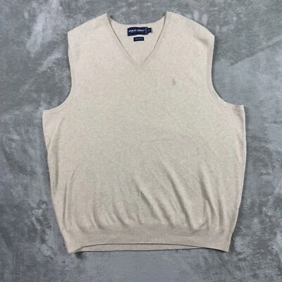 Polo Golf Ralph Lauren Suéter Colete Masculino Grande Alto Pérola Urze Decote V Algodão - Imagem 1 de 4