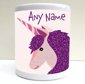 PERSONALISED UNICORN FACE PRINT CERAMIC MONEY BOX SAVING POT - Picture 1 of 4