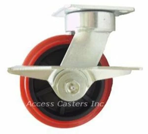 5PKLPSB 5" Kingpinless Swivel Caster with Brake, Poly on Poly Wheel, 800 lbs Cap - Picture 1 of 1