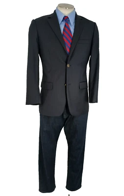 Tasso Elba Mens Blazer Gun Metal Button Black 38-40R Wool Cashmere Spring Summer - Image 1 of 4