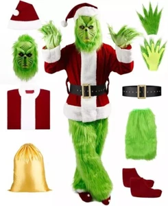 Weihnachten Der Grinch Komplett Kostüm Weihnachtsmann Kostüm Erwachsene (Größe: Large) - Bild 1 von 14