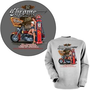 Biker Sweatshirt Pullover Cruiser Motorrad Harley Motiv Garage *4319 ash-grau