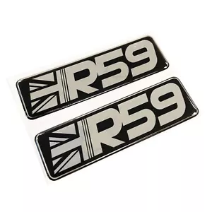 x2 R59 Union Jack Car Chrome 3D Domed Gel Decal Badge Wing Fits Mini Roadster - Picture 1 of 2