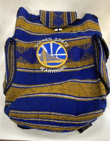 GOLDEN STATE WARRIORS NBA TEAM BLUE Woven Backpack NEW Hippie Bag 2 Zip Pockets Cover