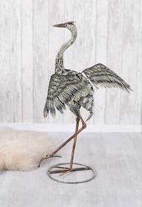 Teichfigur Fischreiher Vogelfigur Garten Reiher Metallvogel Gartenskulptur 90cm - Bild 1 von 4