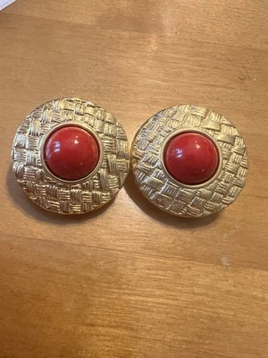 Pendientes Joan Rivers Intercambiables Magnéticos Imitación Coral Tono Dorado Clip #3 Foto 1 de 4