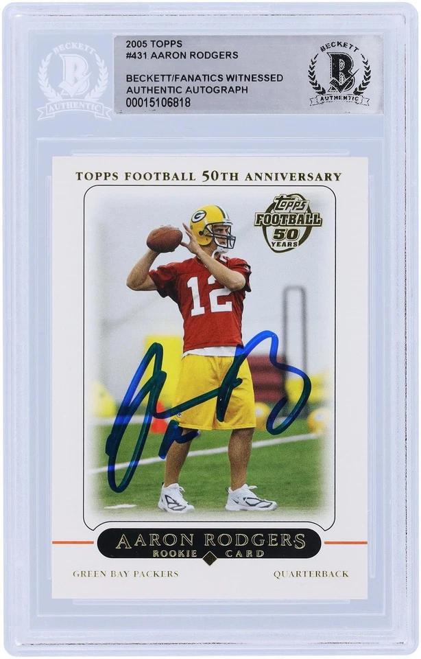 Tarjeta de novato firmada por Aaron Rodgers Green Bay Packers 2005 Topps #431 BAS Fanatics Foto 1 de 3