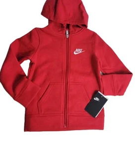 NWT Nike Boys Little Boys Sportswear Club Fleece Full-zip Hoodie Xs Size 4 Red - Picture 1 of 7