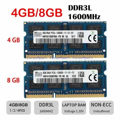 Hynix 4 GB 8 GB DDR3L-1600 2Rx8 PC3L-12800S 204Pin 1,35V SO-DIMM Laptop Speicher - Bild 1 von 4