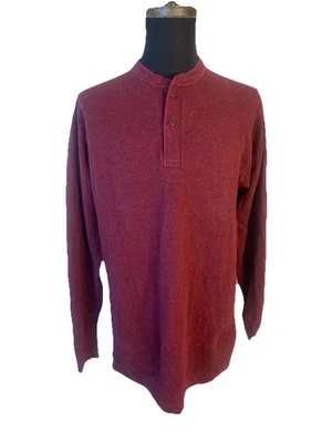 LL Bean Sweater Mens Large Tall Red Henley River Driver Traditional Fit Wool BLD - Image 1 of 4