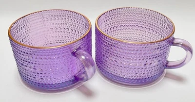 Conjunto de 2 Cupcakes e Cashmere Roxo Hobnail Caneca de Café Tamanho Grande 3"x4" - Imagem 1 de 4