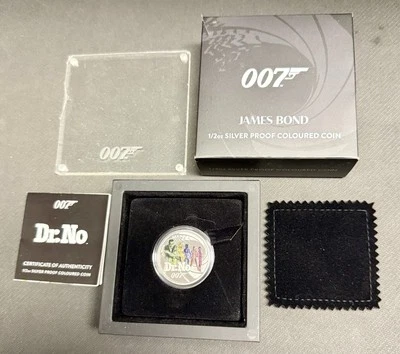 2021 1/2 oz Silver TUVALU 50 Cents Dr No JAMES BOND 007 Colorized Coin w Box COA - Image 1 of 4