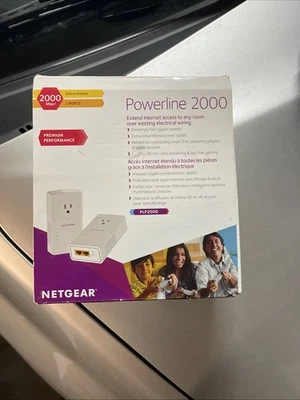 New! Netgear Powerline Adaptor kit, 2000 Mbps Wall Plug, 2 Gigabit Ethernet Port - Image 1 of 4