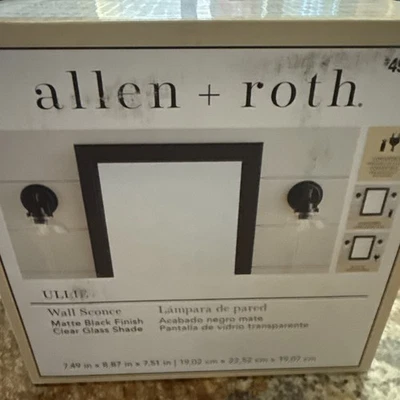 Allen + roth 壁灯 ULlie 黑色哑光表面透明玻璃灯罩 #4968594 — 第 1/4 张图片