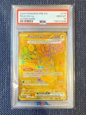 Pikachu ex 179 PSA 10 gold 2025 Pokemon Prismatic Evolutions Gem Mint hyper rare - Image 1 of 2