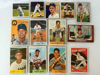 Lote de tarjetas vintage de los Tigres de Detroit 13x 1950-59 Bowman Topps Trucks Swift Pesky Foto 1 de 4