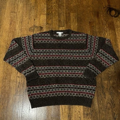 Vintage Geoffrey Beene Sweater Mens Large Multicolor Knit Crewneck Pullover 90s - Image 1 of 4