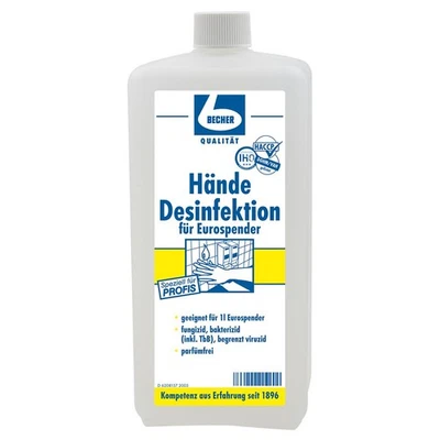 Dr. Becher Hände Desinfektion 1L parfümfrei für Eurospender (1er Pack)