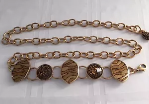 KC DAMEN GÜRTEL KETTE GOLDFARBEN BOHEMIAN BIKER SIGNIERT VINTAGE BOHO BB1 - Bild 1 von 10