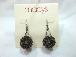 MACY'S BLACK DONUT STYLE HOOK PIERCED EARRINGS GOES WITH EVERYTHING.....NICE - Picture 1 of 3