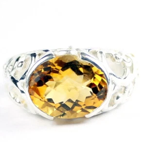 CITRINE East-West, Sterling Silver Men's Ring -Handmade • SR360 - Picture 1 of 5