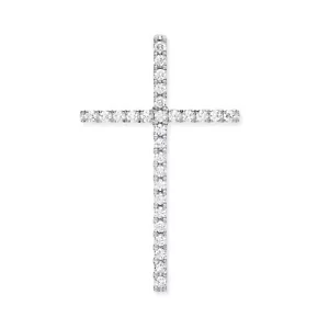 18ct White Gold 0.35ct Diamond Cross Pendant Hallmarked - Picture 1 of 4