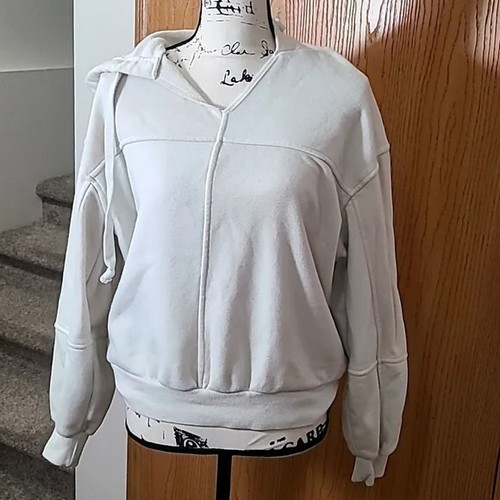 OFF WHITE Felpa con cappuccio Universal Thread due toni colorblock crema beige MEDIA