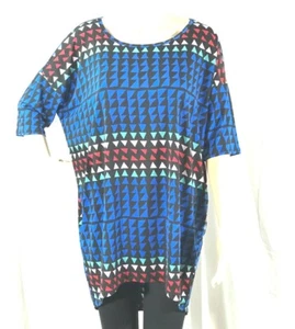 LuLaRoe Irma Shirt Tunic Geometric Triangles Blue Red Green Size Small Blouse - Picture 1 of 4