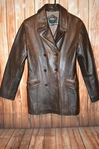 American Base Women's Leather Clothing Company Double Breasted Jacket Sz L - Picture 1 of 8