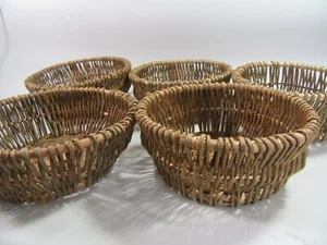 WICKER / BAMBOO / CANE WOVEN BASKETS x 5 . - Picture 1 of 10