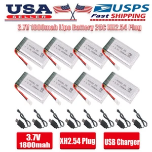 1800mAh 3.7V 1S 25C LiPo Battery XH2.54 Plug USB for RC Helicopter FPV Drone USA - Picture 1 of 38