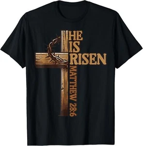 Easter Cross He Is Risen Jesus Christian Men Women Kid Youth T-Shirt Hoodie - Picture 1 of 19