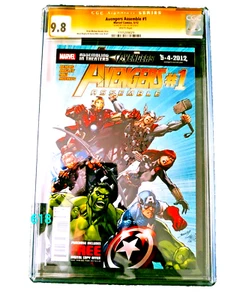AVENGERS ASSEMBLE 1 CGC 9.8 STAN LEE SS SPIDERMAN 1 BLACK WIDOW COMIC RARE,BOOK* - Picture 1 of 12