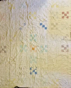 Old Vintage Quilt Worn Distressed Country Shabby Chic 65.5”x 80” - Picture 1 of 12