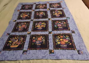Handmade applique lap quilt/wall hanger/ or baby quilt 47 x 39 - Picture 1 of 5