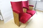 Vintage Art-Deco Theatre Seats Cast Iron, Folding Double Chair Cinema Red Gold