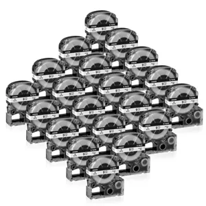20x Nastro Nero su Bianco 3/8" Compatibile per EPSON LK-3WBN LC-3WBN King Jim SS9KW - Foto 1 di 8
