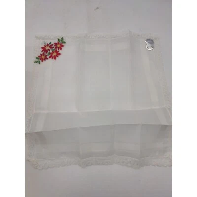 Pañuelo de Navidad vintage bordado flor de pascua blanco Desco Suiza Foto 1 de 4