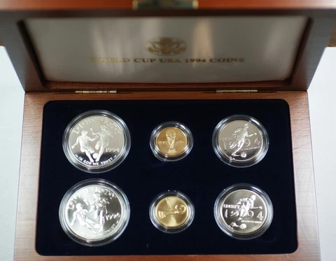 1994 World Cup Commemorative $5 $1 50c Proof & UNC Gold, Silver, Clad 6 Coin Set Cover