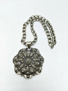Vintage A.P. Handmade in Italy Silver Brutalist Statement Necklace 18" - Picture 1 of 6