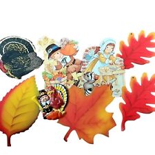 Thanksgiving Fall Autumn Die Cuts Vtg 80s Beistle Hallmark Pilgram Leaf  Turkey