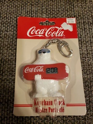 1999 Coca-Cola Keychain Clock "Snow Board Bear" Collectible - Image 1 of 2